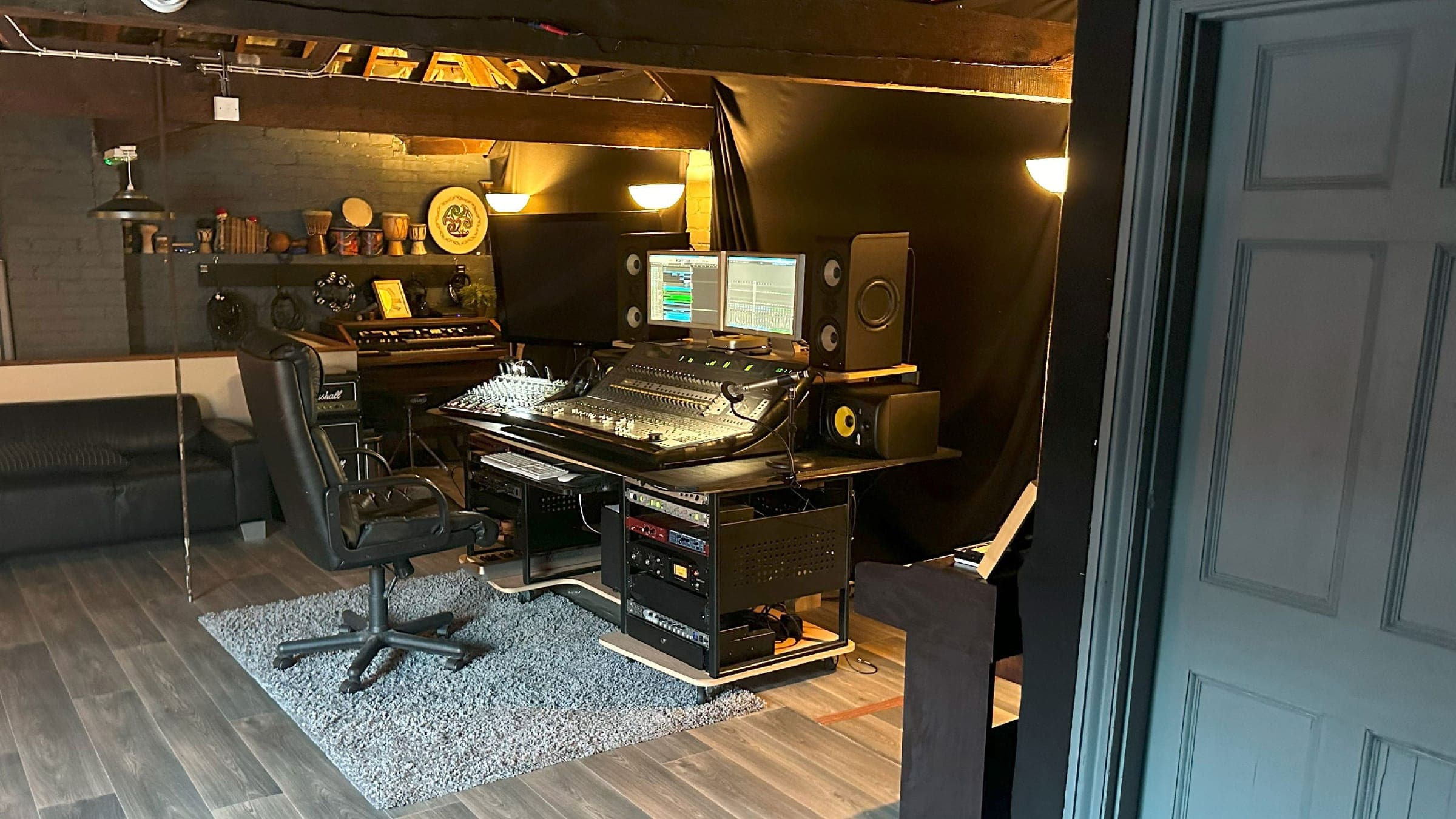 The control room in the studio